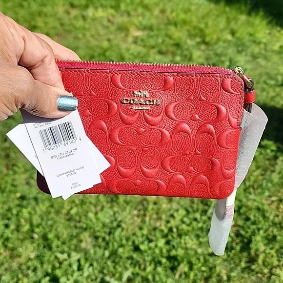 バッグ Coach Signature Accessory Pouch Red バッグ Coach Signature
